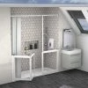 Milton White RH Front Access Half Height Bi-Fold Door Hinged from Wall & Fixed Panel -Shower Trays Shop VP24RH WHT 1000 P