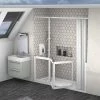 Milton White LH Front Access Half Height Bi-Fold Shower Door Hinged from Fixed Panel -Shower Trays Shop VP25LH WHT 1000 P