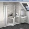 Milton White RH Front Access Half Height Bi-Fold Shower Door Hinged from Fixed Panel -Shower Trays Shop VP25RH WHT 1000 P