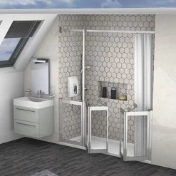 Milton Silver Front Access Half Height Twin Bi-Fold Inline Shower Doors - Left Hand