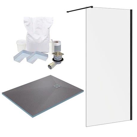Arezzo 1200 x 900 Wet Room Pack - Matt Black 2 Arezzo 1200 x 900 Wet Room Pack - Matt Black