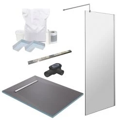 Shower Trays Shop 30 1400 x 900 Wet Room Pack with 600mm Linear Waste