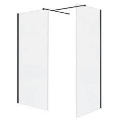 Arezzo 1600 x 900 Wet Room Enclosure Pack - Matt Black -Shower Trays Shop WRP169BE d1 460