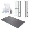 Arezzo 1600 x 900 Wetroom Enclosure Pack - Matt Black Grid -Shower Trays Shop WRP169BGE np