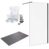 Arezzo 1600 x 900 Wet Room Pack - Matt Black -Shower Trays Shop WRP169B prod