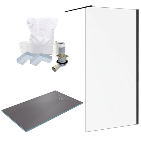 Arezzo 1600 x 900 Wet Room Pack - Matt Black 3 Arezzo 1600 x 900 Wet Room Pack - Matt Black