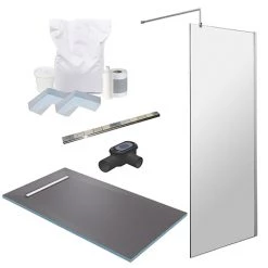 Shower Trays Shop 38 1600 x 900 Wet Room Pack with 600mm Linear Waste