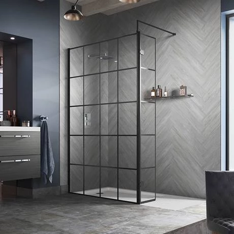 Hudson Reed Black Frame Wetroom Screen with Support Arm 4 Hudson Reed Black Frame Wetroom Screen with Support Arm - Image 2