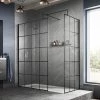 Hudson Reed Black Frame Wetroom Screen with Support Arm 2 Hudson Reed Black Frame Wetroom Screen with Support Arm -Shower Trays Shop WRSF070 P