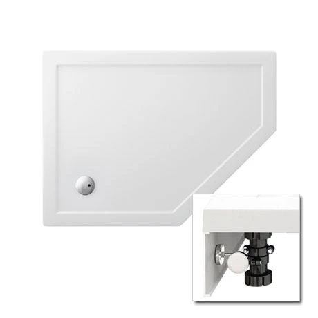 Zamori - 35mm Offset Pentangle Shower Tray with Leg & Panel Set - Right Hand - Various Size Options 3 Zamori - 35mm Offset Pentangle Shower Tray with Leg & Panel Set - Right Hand - Various Size Options
