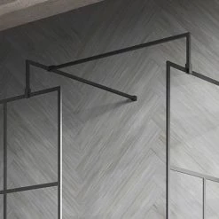 2 x Hudson Reed Matt Black Square Fixed Wet Room Support Arms for 8mm Glass